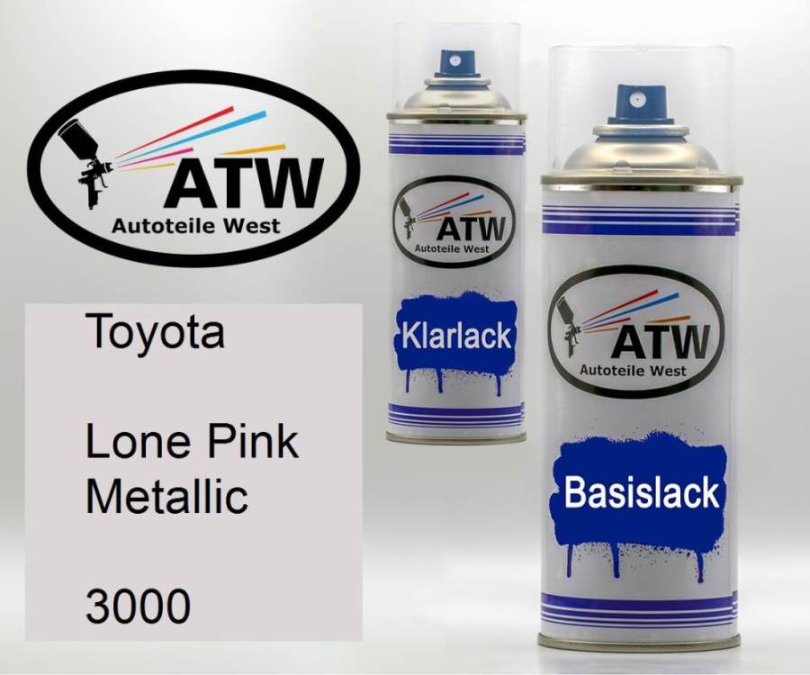Toyota, Lone Pink Metallic, 3000: 400ml Sprühdose + 400ml Klarlack - Set, von ATW Autoteile West.
